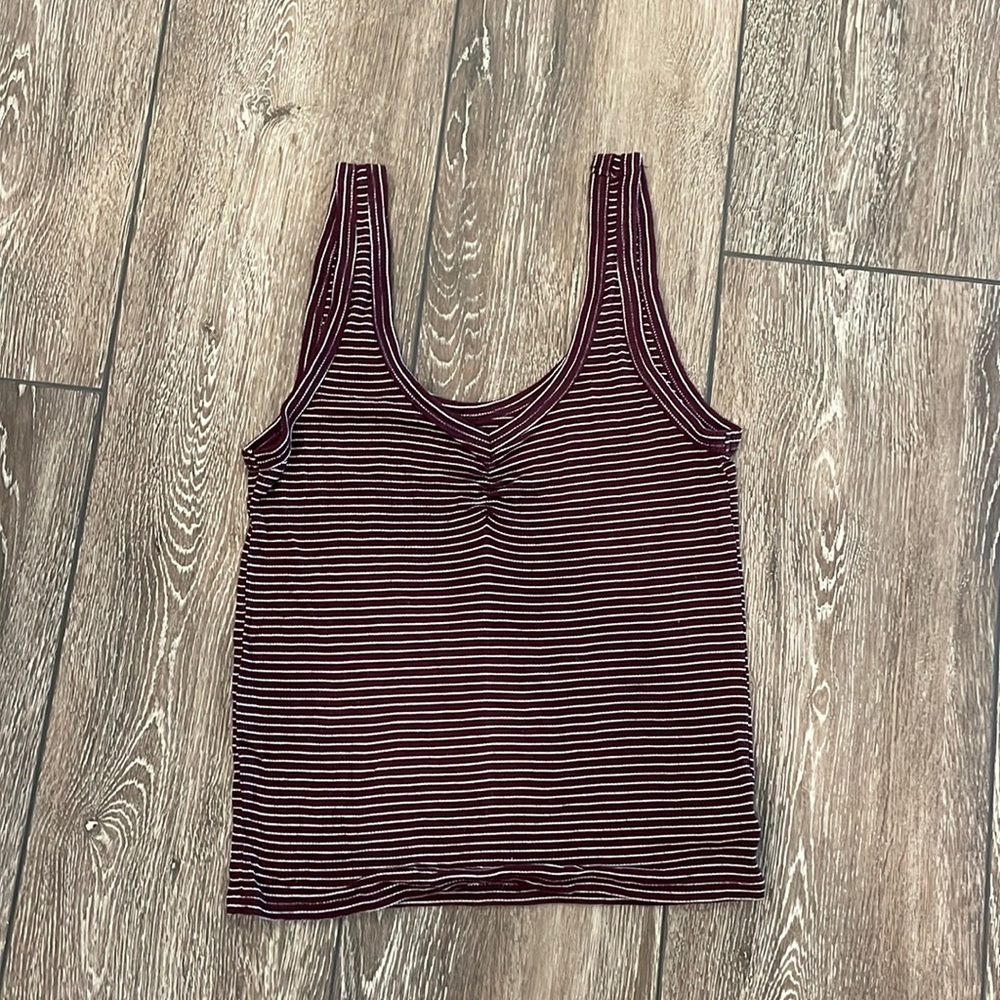 Burgundy and white striped tank top